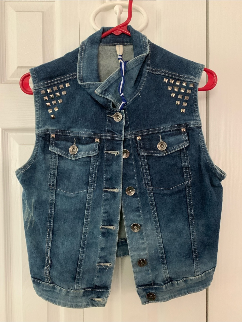 Studded Dark Blue Denim Vest